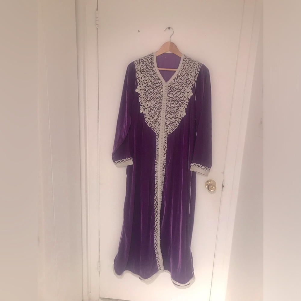 Royalty Moroccan Caftan Royal violet and silver color
